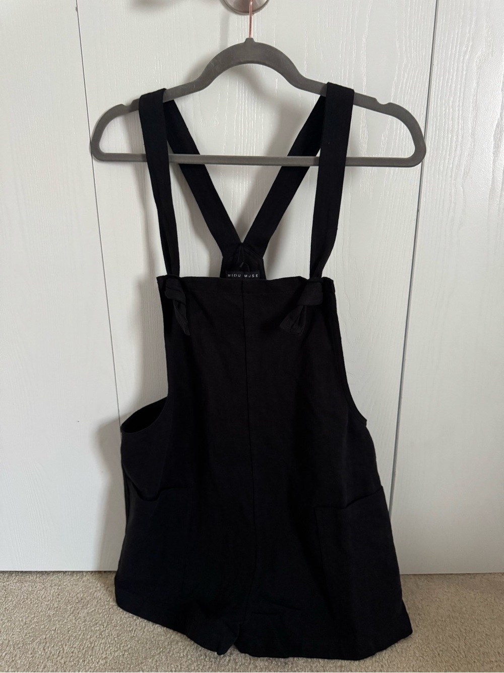 Black Linen Short Overalls - Women